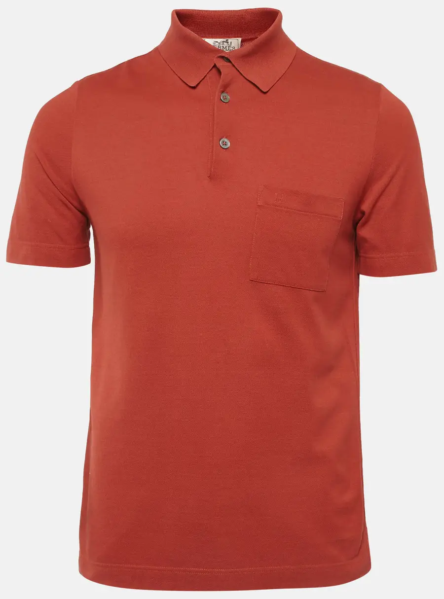 Hermes Burnt Orange Pique Polo T-Shirt S