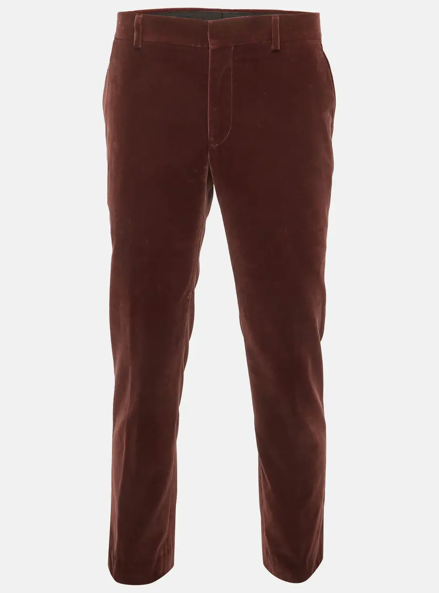 Hermes Burgundy Velvet Straight Fit Pants XXL