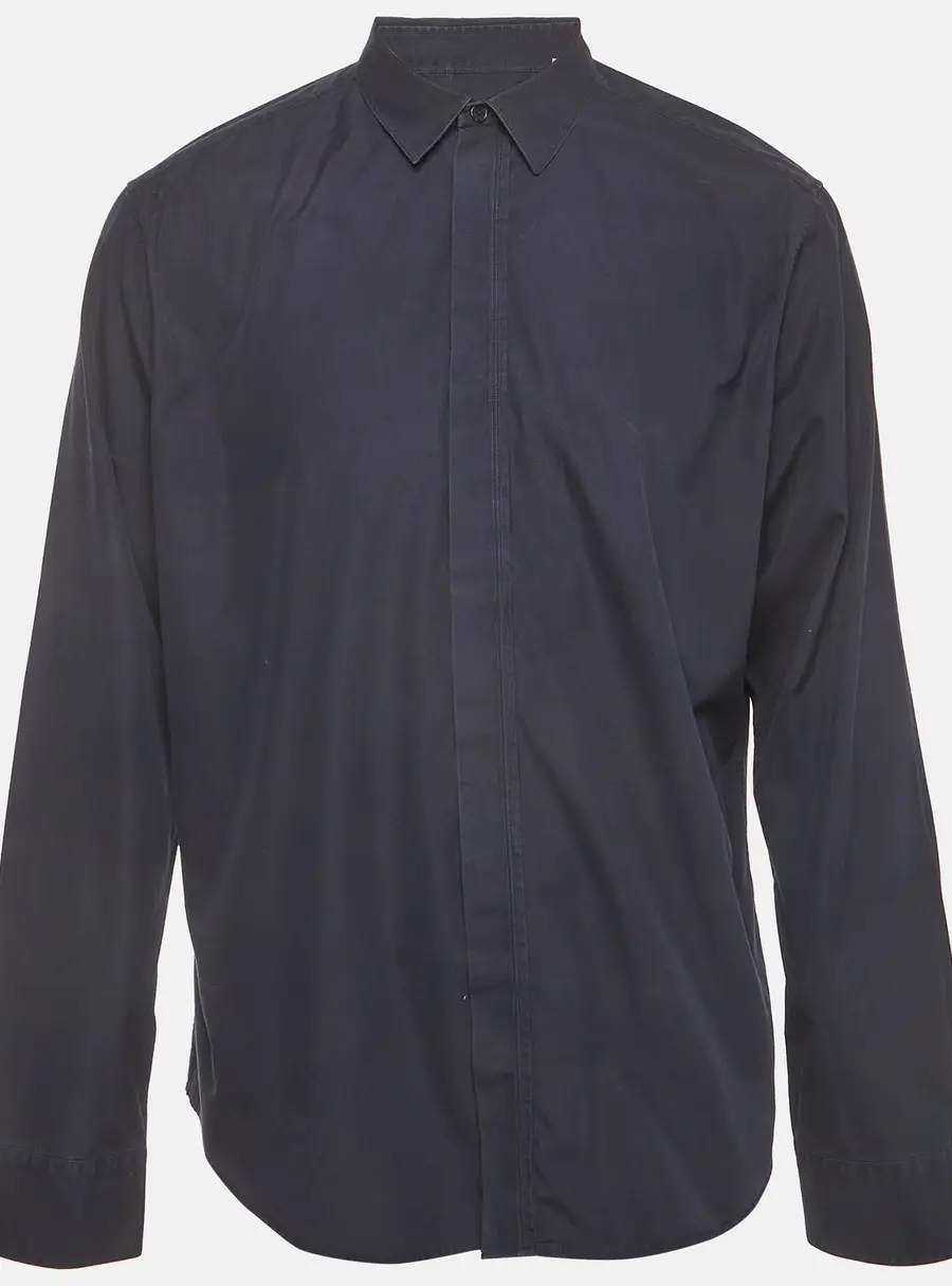 Hermes Nay Blue Cotton Long Sleeve Shirt XXXL