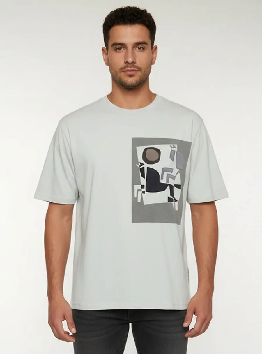 Hermes Blue Pocket Print Jersey Crewneck T-Shirt L