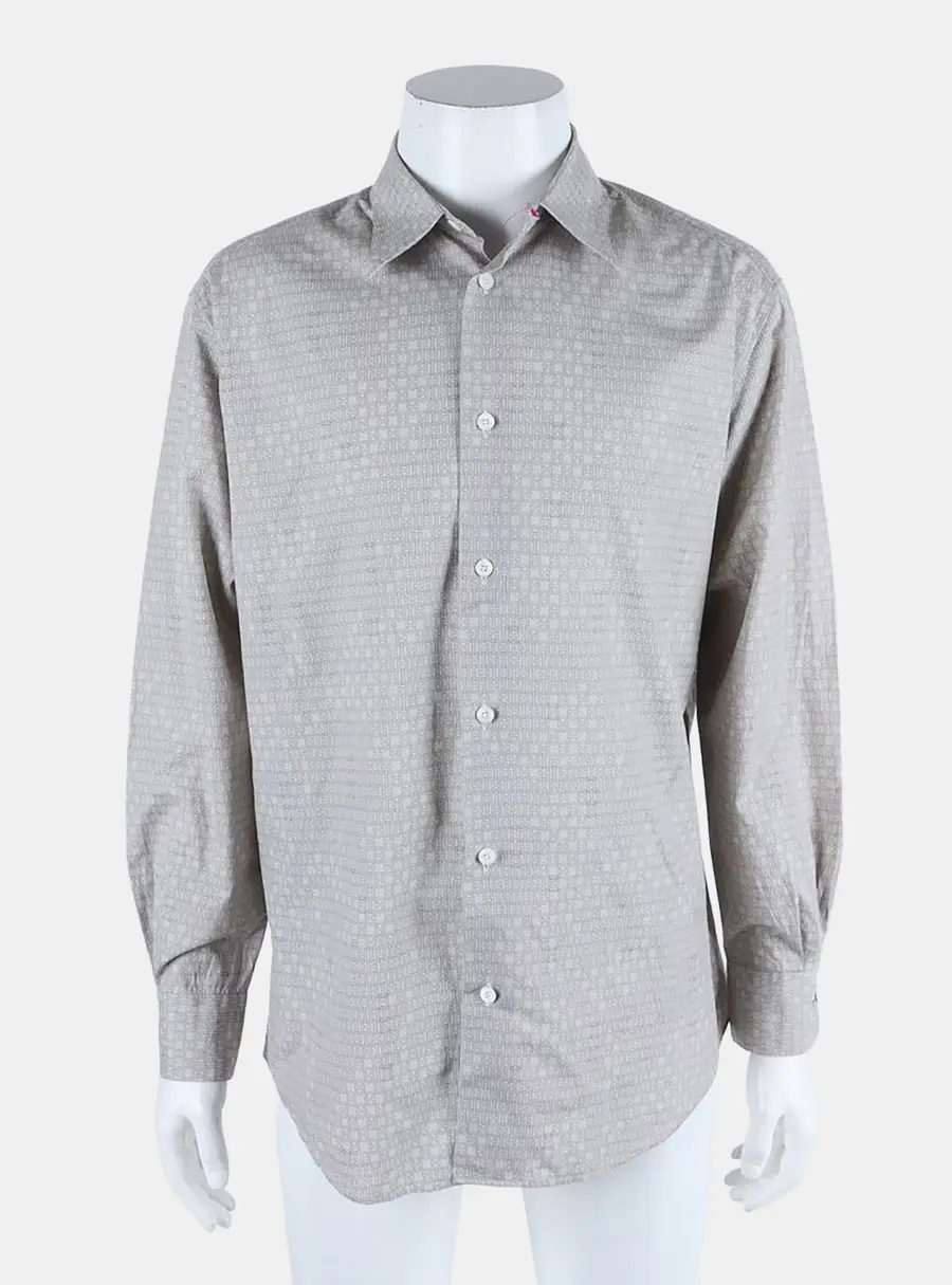 Hermes Ash Beige Cotton Long-Sleeved Button Up Shirt Size XL