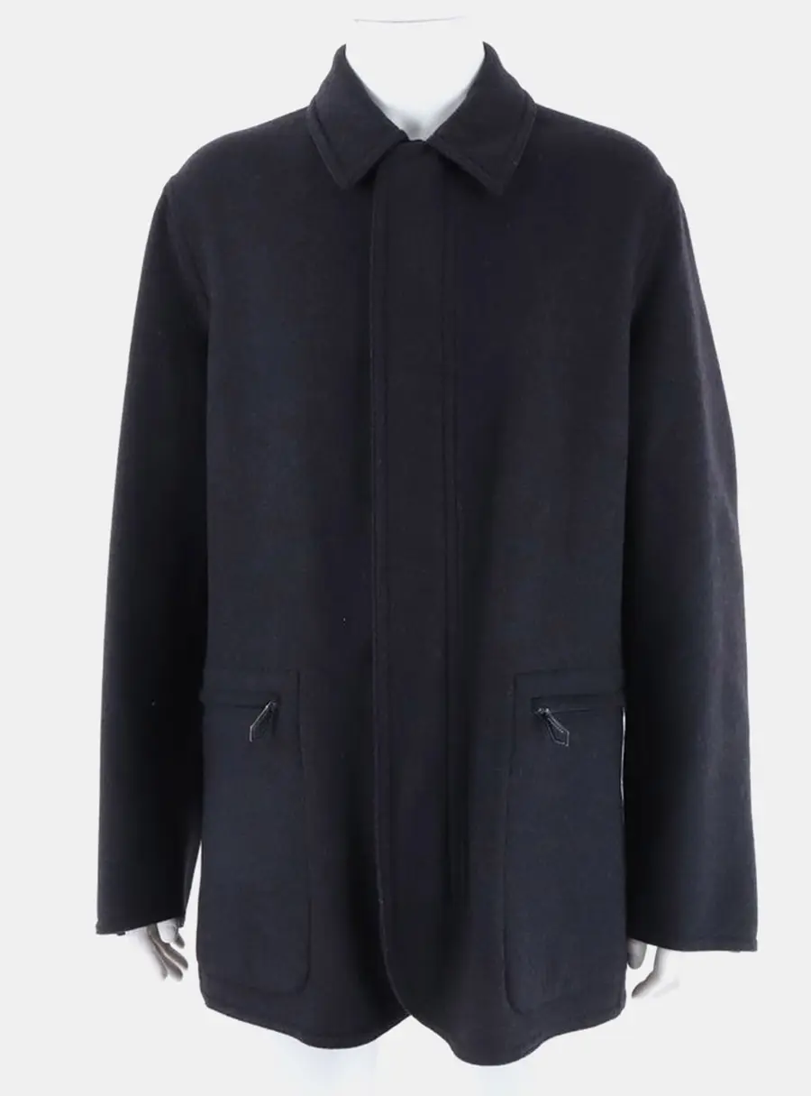 Hermès Navy Blue Wool Jacket Size L