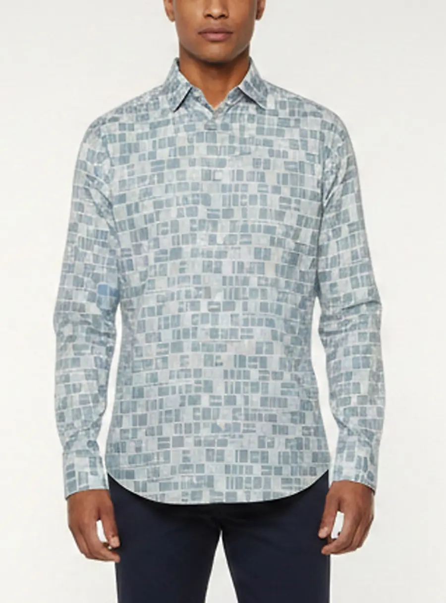 Hermes Blue Mosaic Equestre Print Cotton Long Sleeve Shirt M