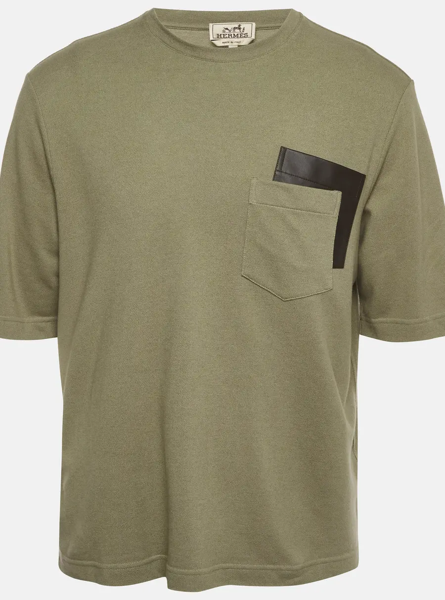 Hermes Green Cotton Blend Short Sleeve T-Shirt S