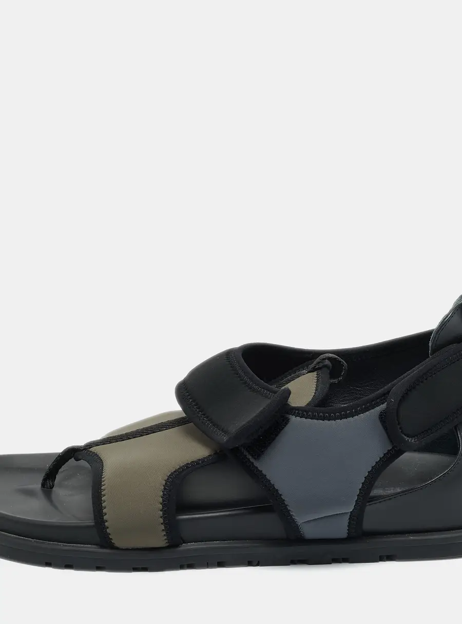 Hermes Giorno Size 42 Tricolor Leather and Neoprene Flat Thong Sandals