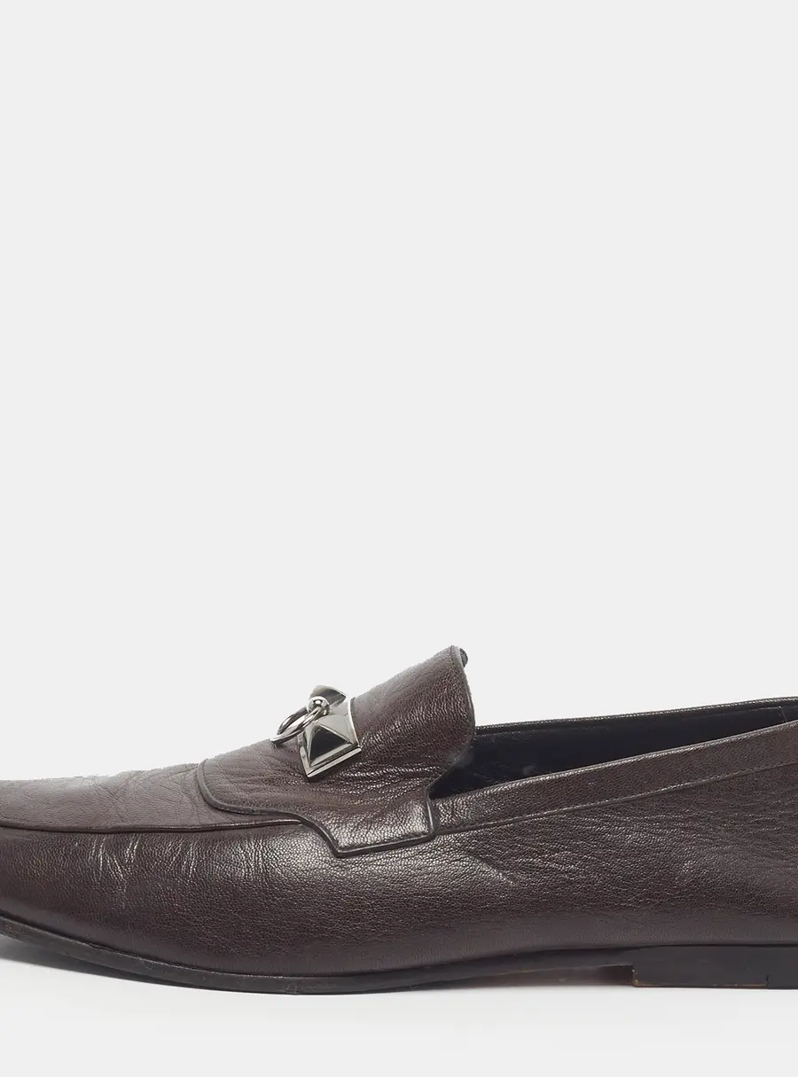 Hermes Blaise Size 42 Brown Leather Loafers