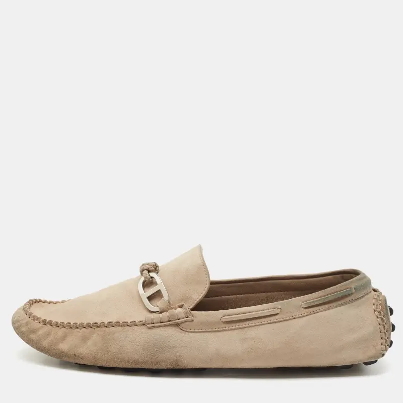 Hermes Alessandro Size 45 Beige Suede Loafers