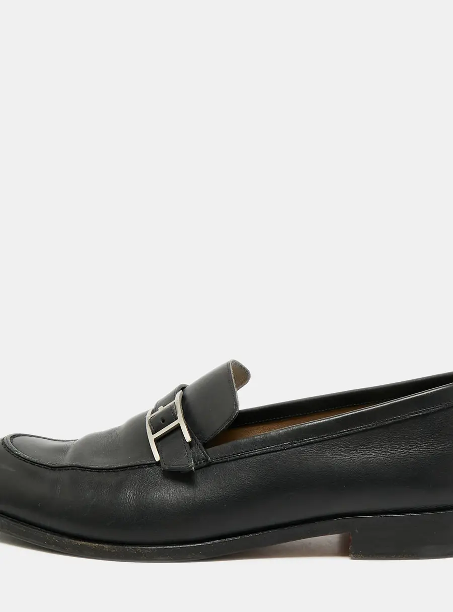 Hermes Monterey Size 42 Black Leather Loafers