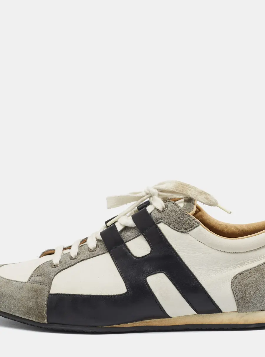 Hermes Tie Break Size 43 Tricolor Leather and Suede Low Top Sneakers