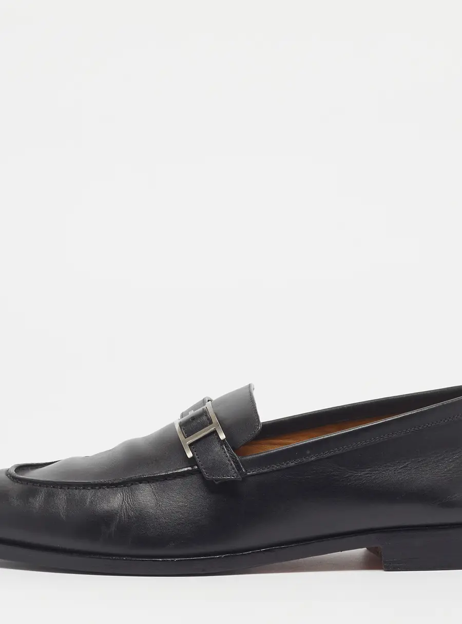 Hermes Monterey Size 41.5 Black Leather Penny Loafers