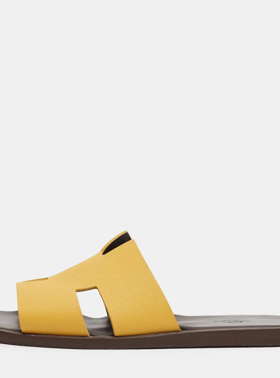 Hermes Izmir Size 43 Yellow Leather Flat Sandals