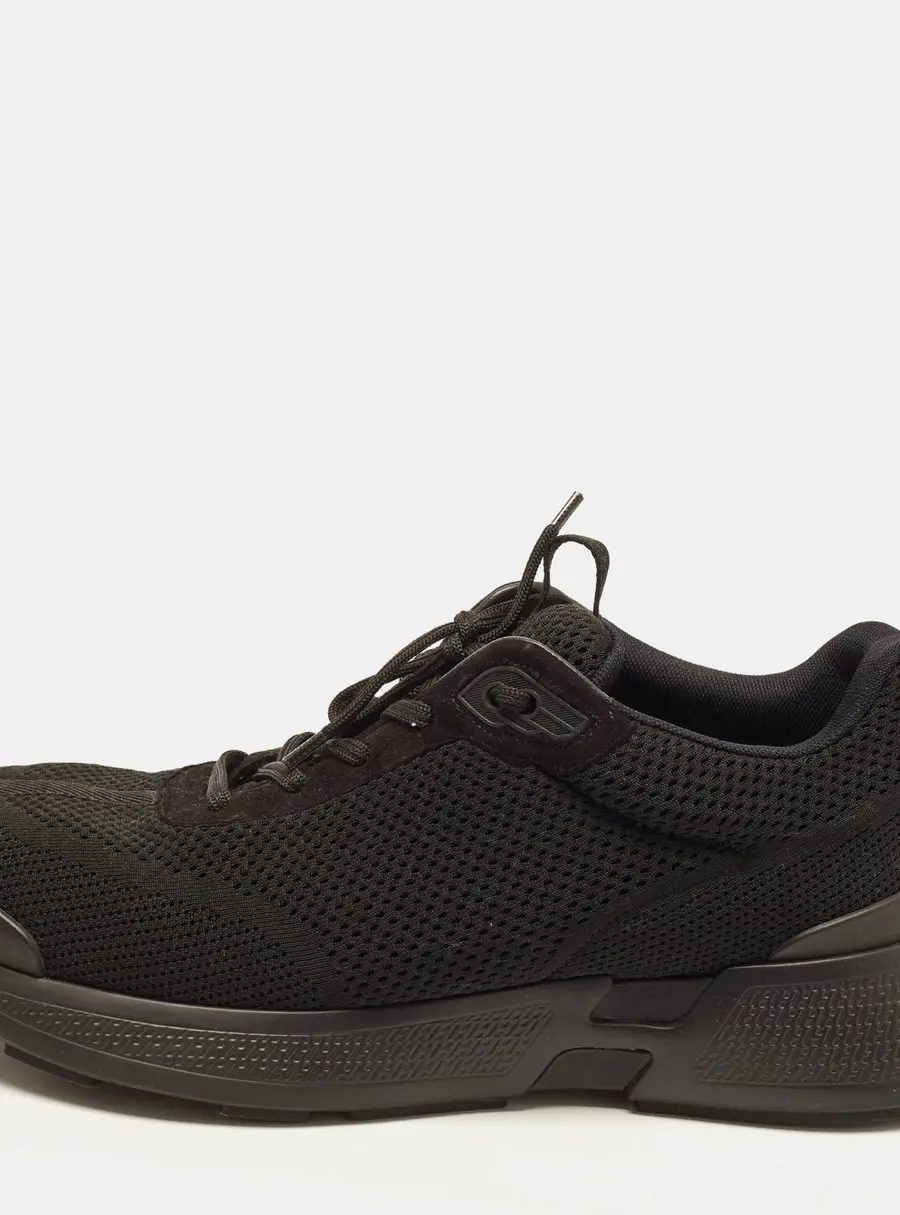 Hermes Heros Size 43.5 Black Fabric and Suede Lace Up Sneakers