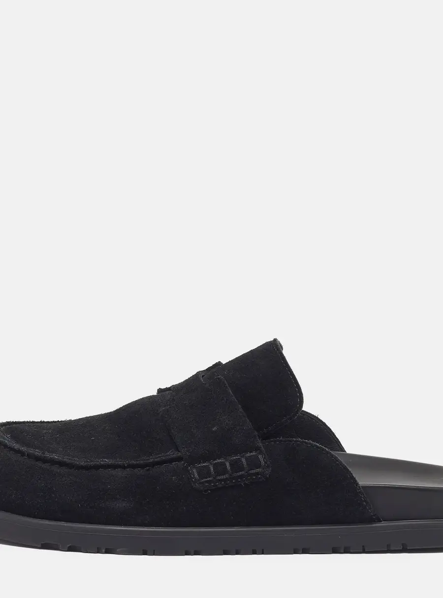 Hermès Go Mule Size 39.5 Black Suede Flat Mules