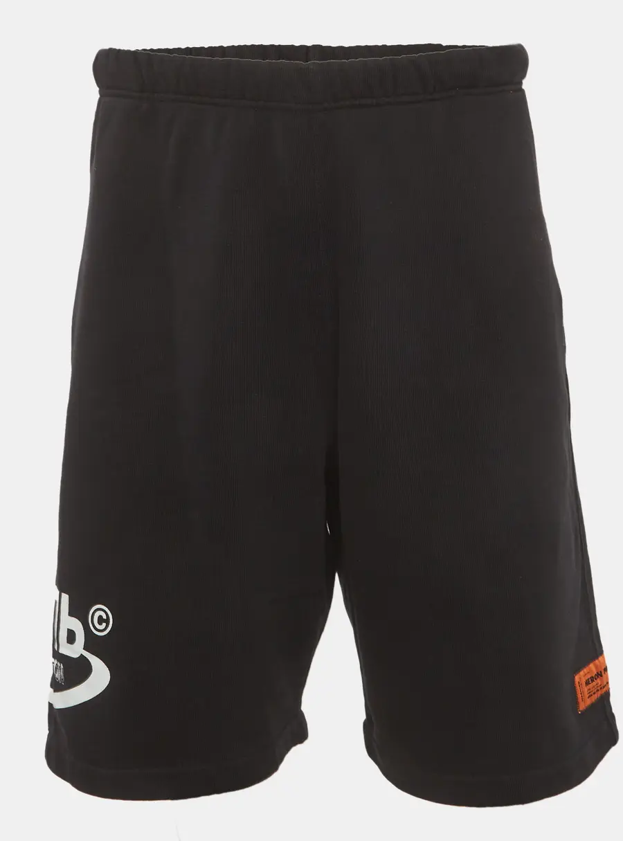 Heron Preston Black Printed Cotton Sweathorts XL
