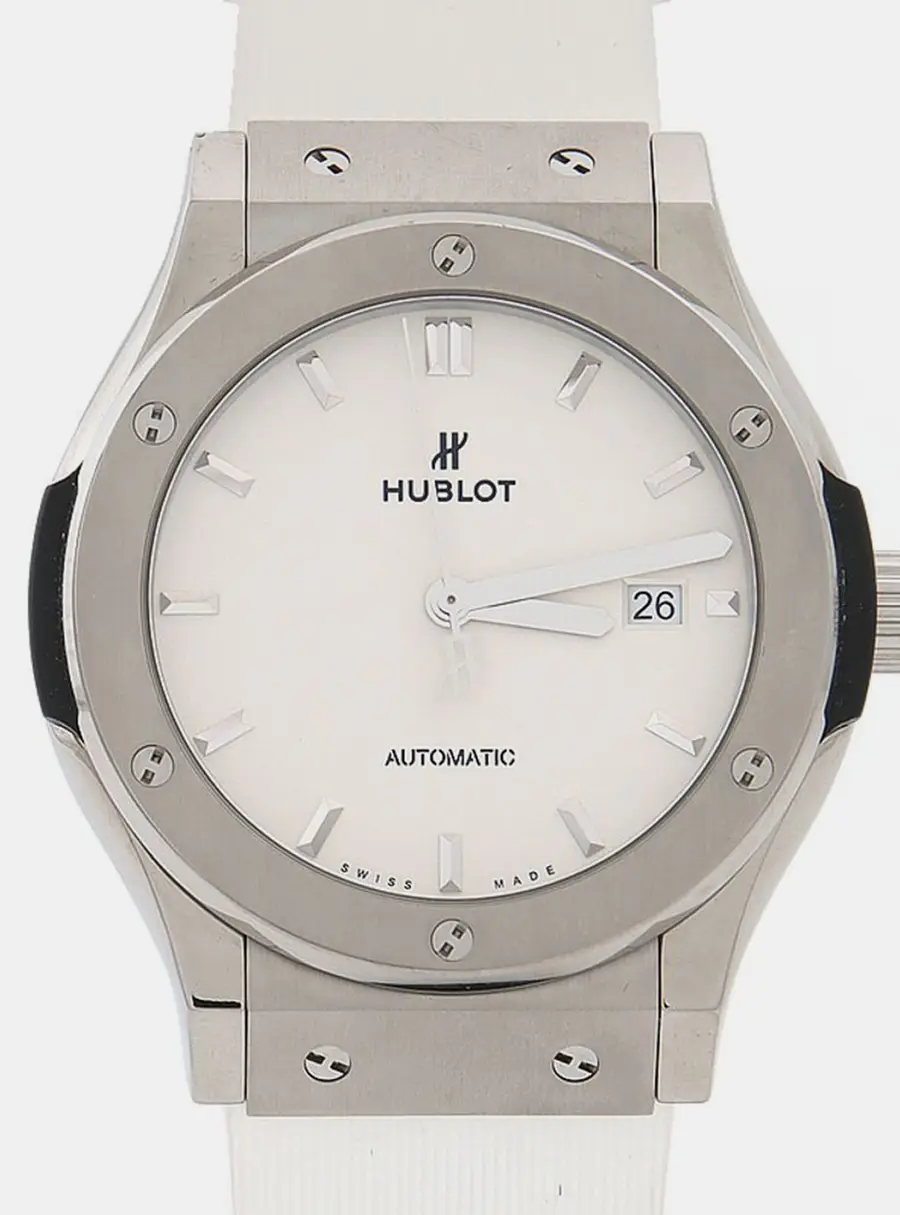 Hublot Classic Fusion 542.NX.2611.LR Automatic Opaline White Dial Titanium Men's Wristwatch 42mm
