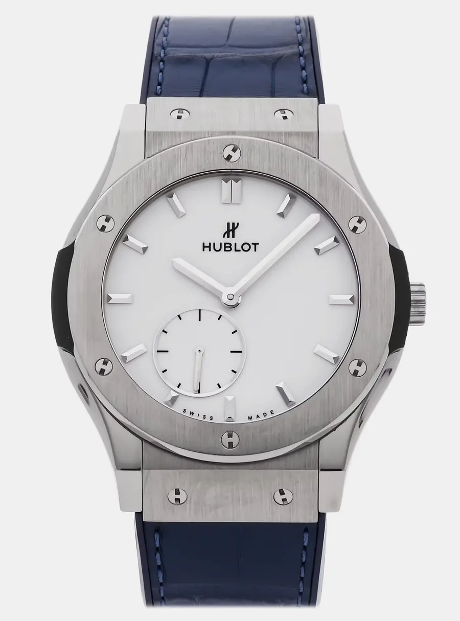 Hublot Classic Fusion Ultra -Thin 545.NX.2210.LR Manual Winding White Dial Titanium Men's Wristwatch 42mm