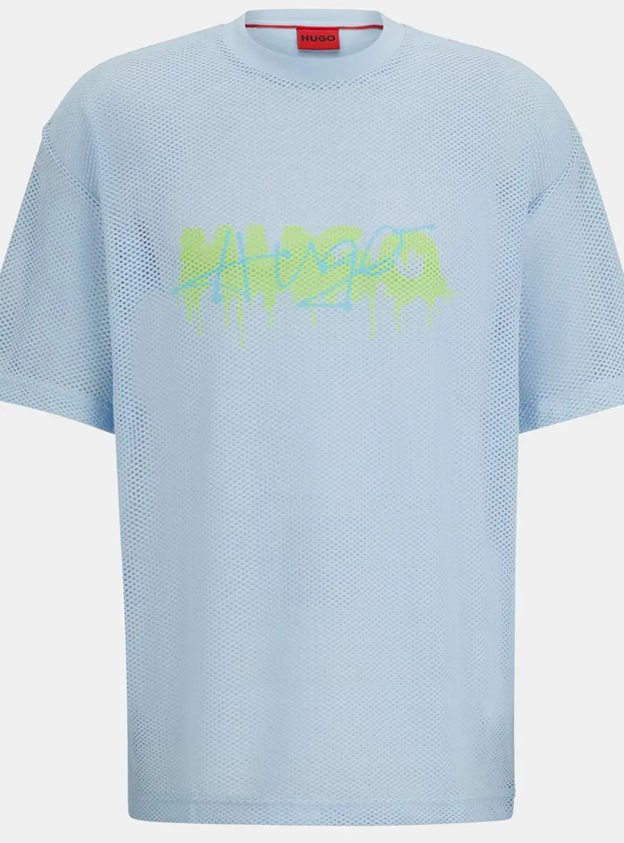 Hugo Boss Blue Printed Mesh Crewneck Dstaros T-Shirt M