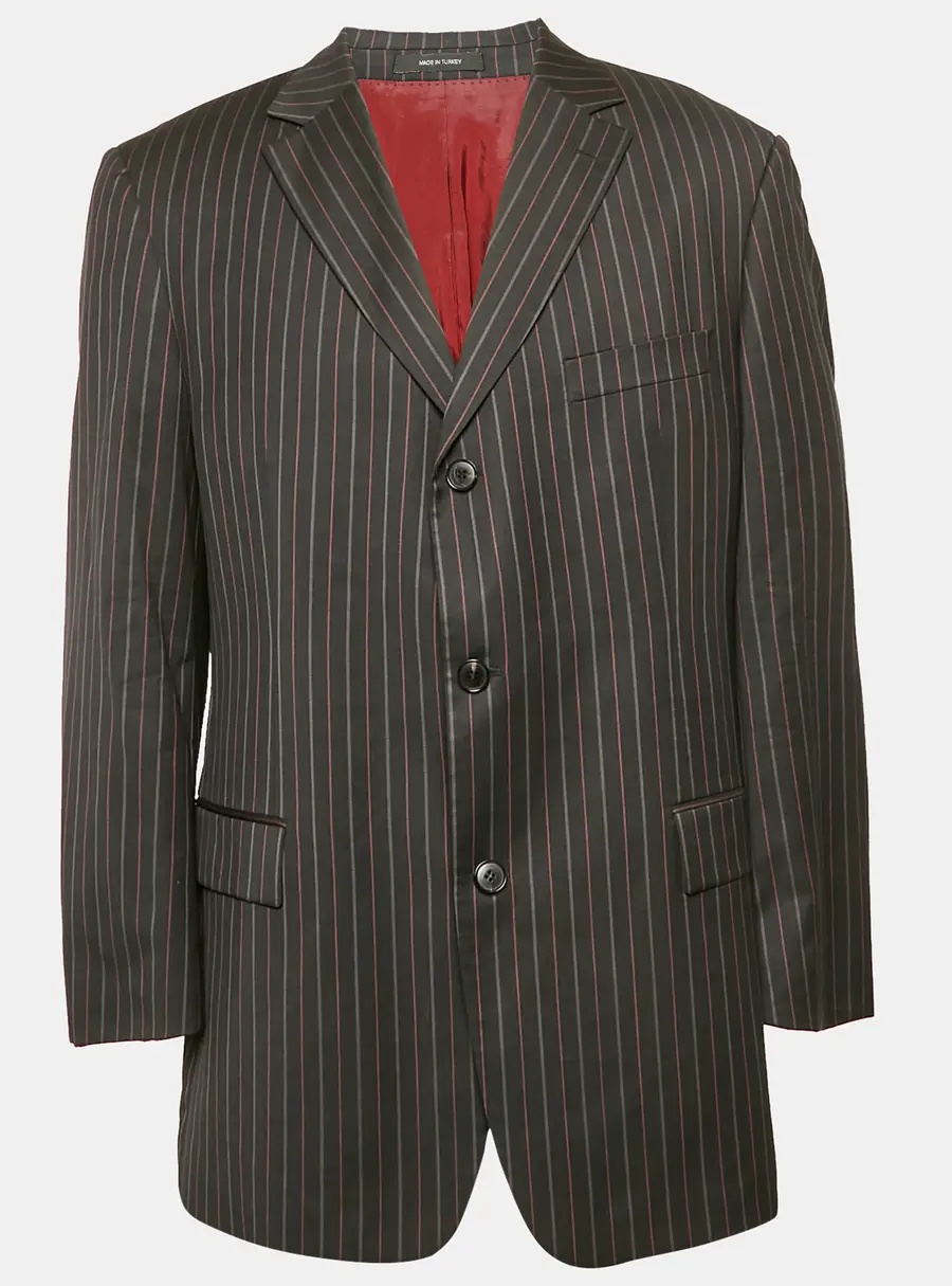 Hugo Hugo Boss Black Striped Gabardine Regular Fit Blazer XXXL