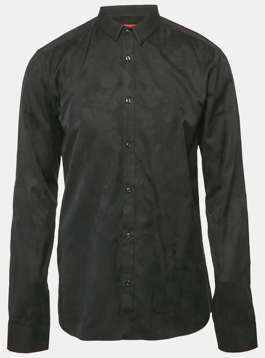 Hugo Boss Black Patterned Cotton Extra Slim Fit Shirt L