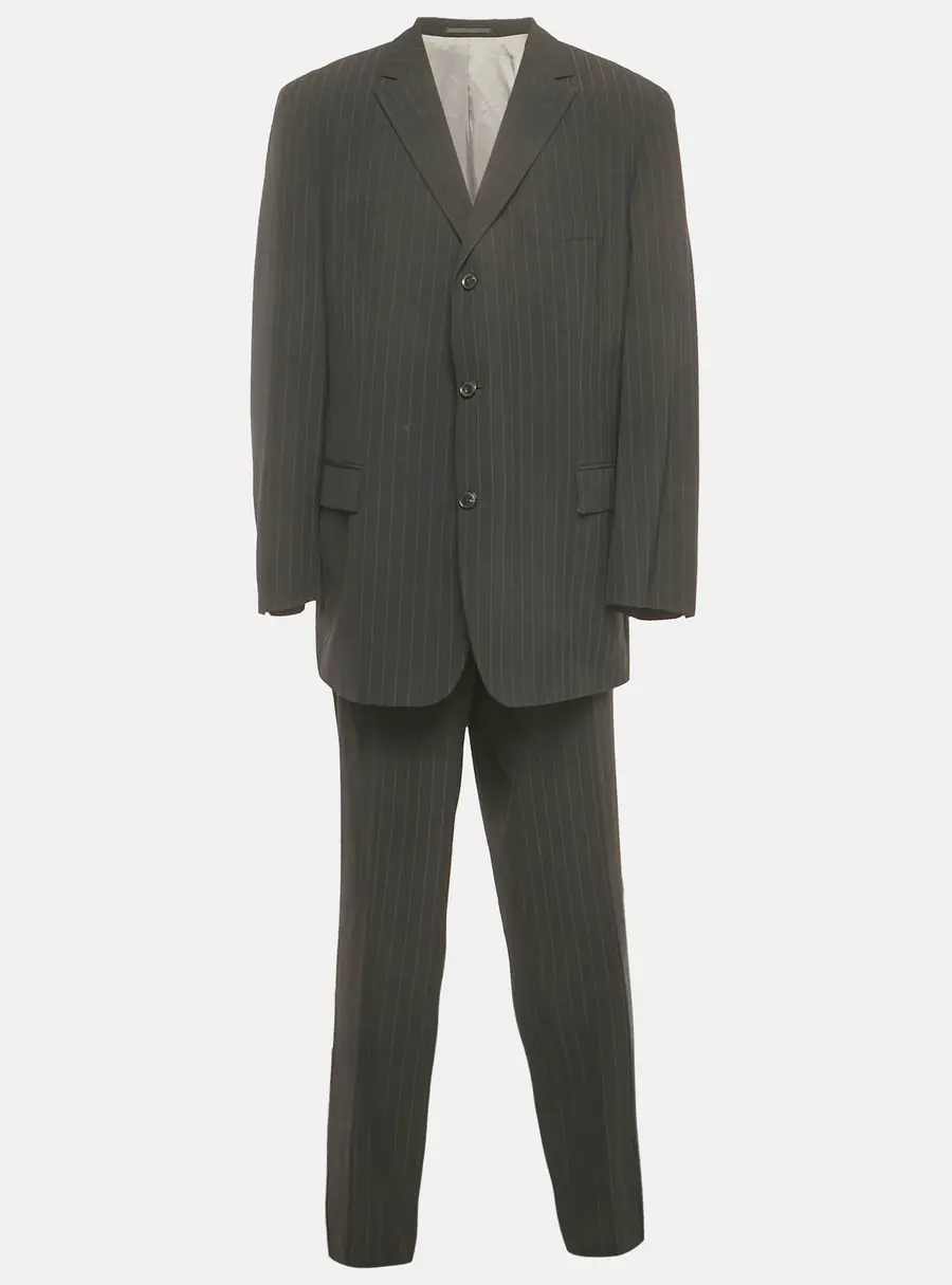 Hugo Boss Black Pinstriped Wool Regular Fit Suit 4XL