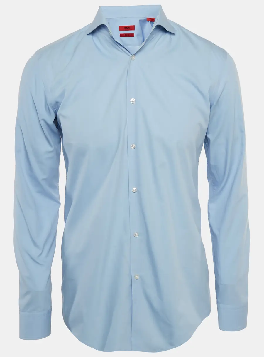 Hugo Boss Blue Cotton Full Sleeve Slim Fit Shirt M