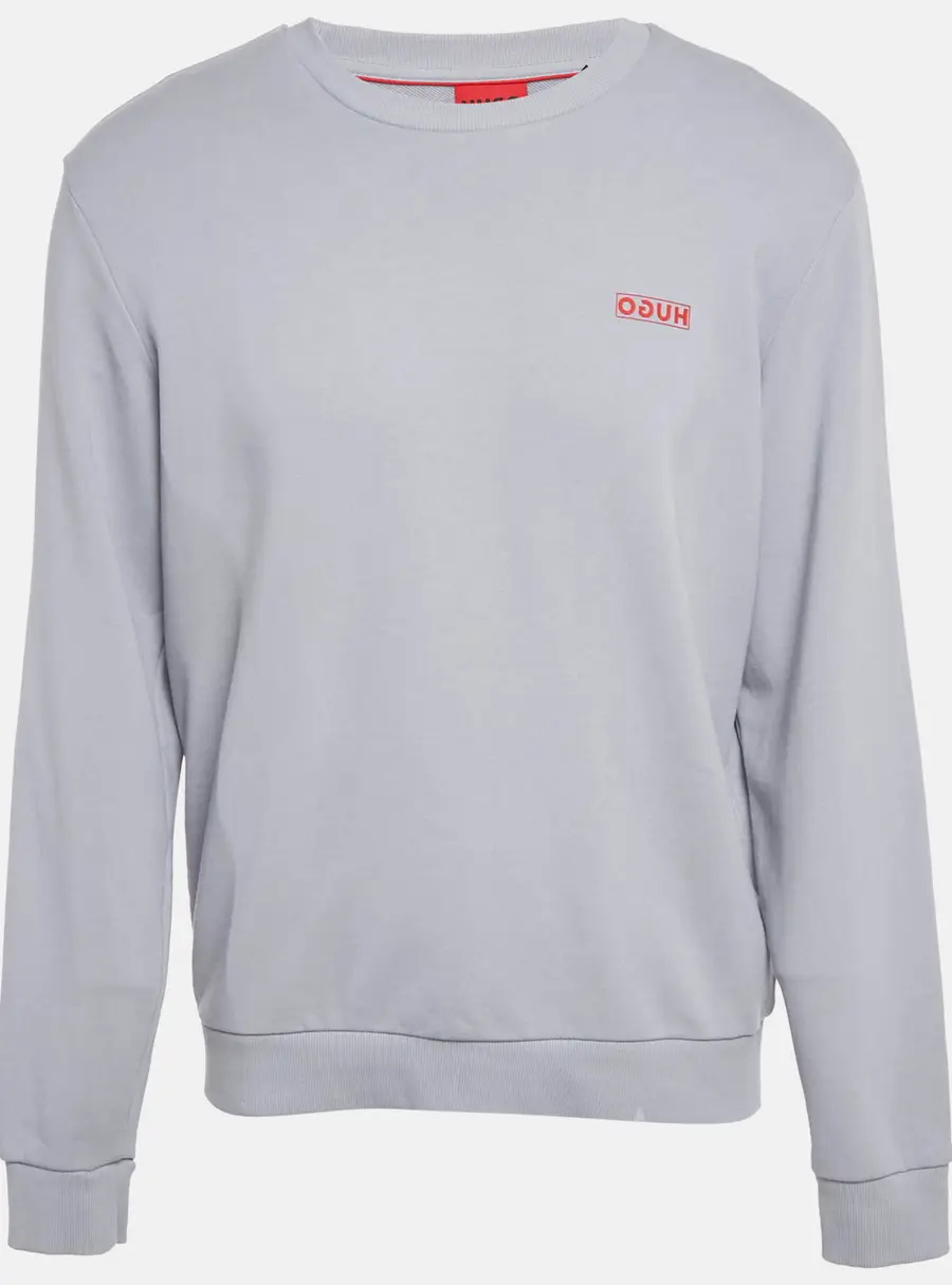 Hugo Boss Grey/Blue Logo Print Cotton Long Sleeve Sweatshirt L