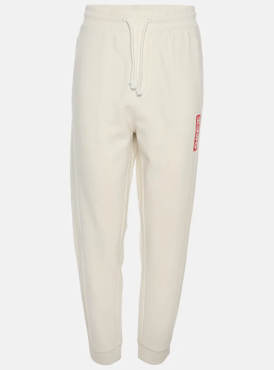 Hugo Boss Cream Jersey Logo Print Drawstring Jogger Pants XL