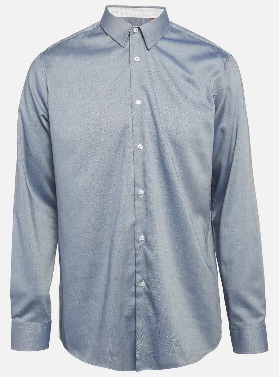 Hugo Boss Blue Pattern Cotton Regular Fit Cotton Shirt XL
