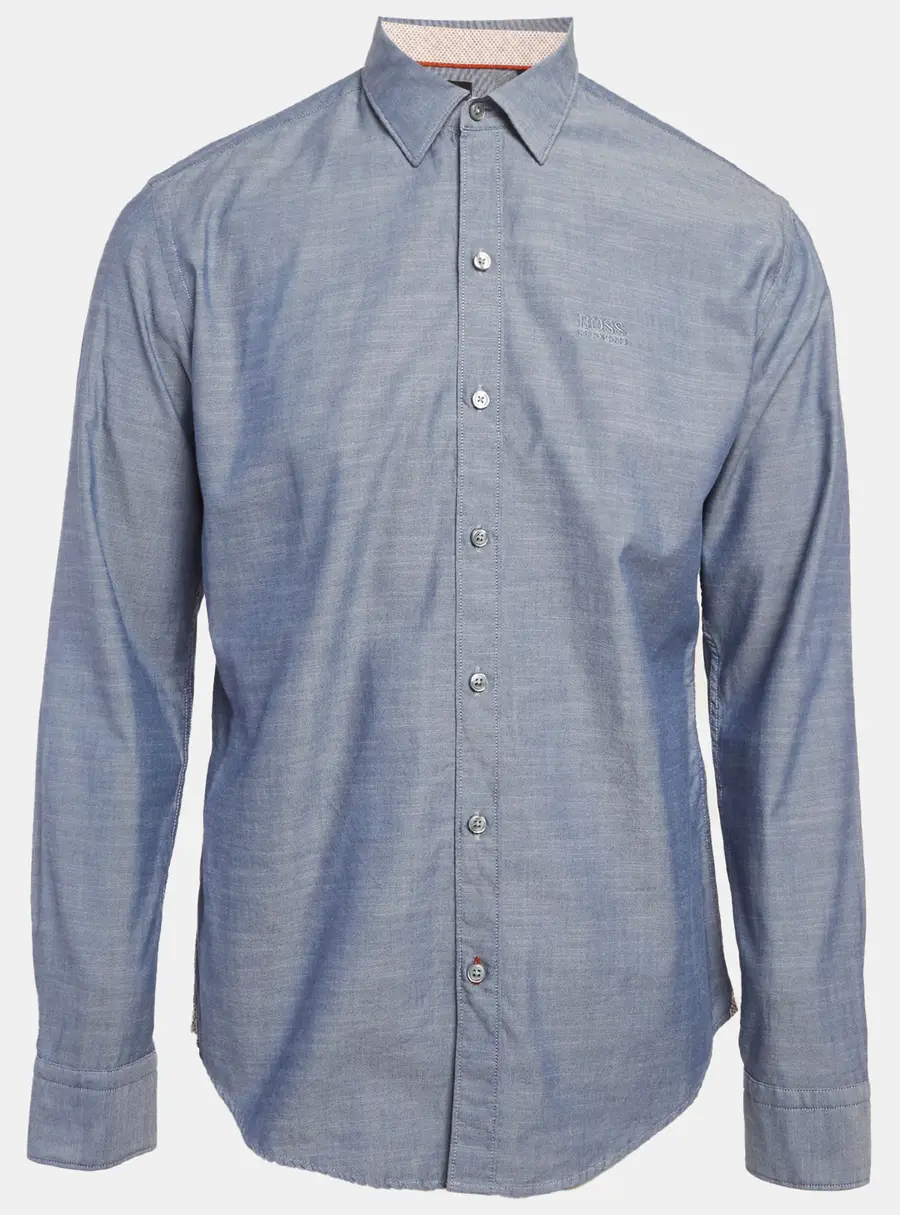 Hugo Boss Blue Cotton Sharp Fit Robbie Shirt L
