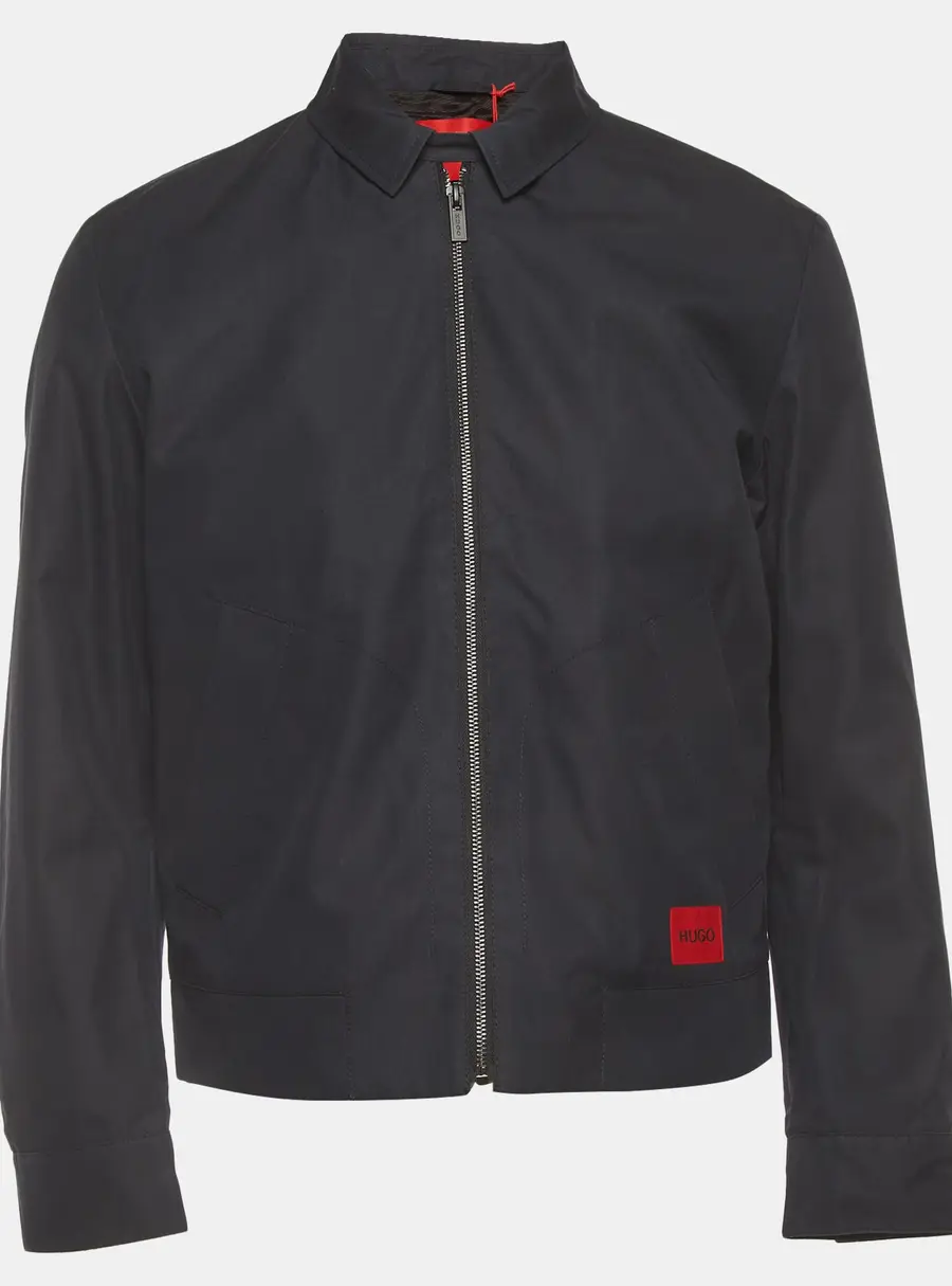 Hugo By Hugo Boss Navy Blue Logo Detail Gabardine Barry Trucker Jacket S
