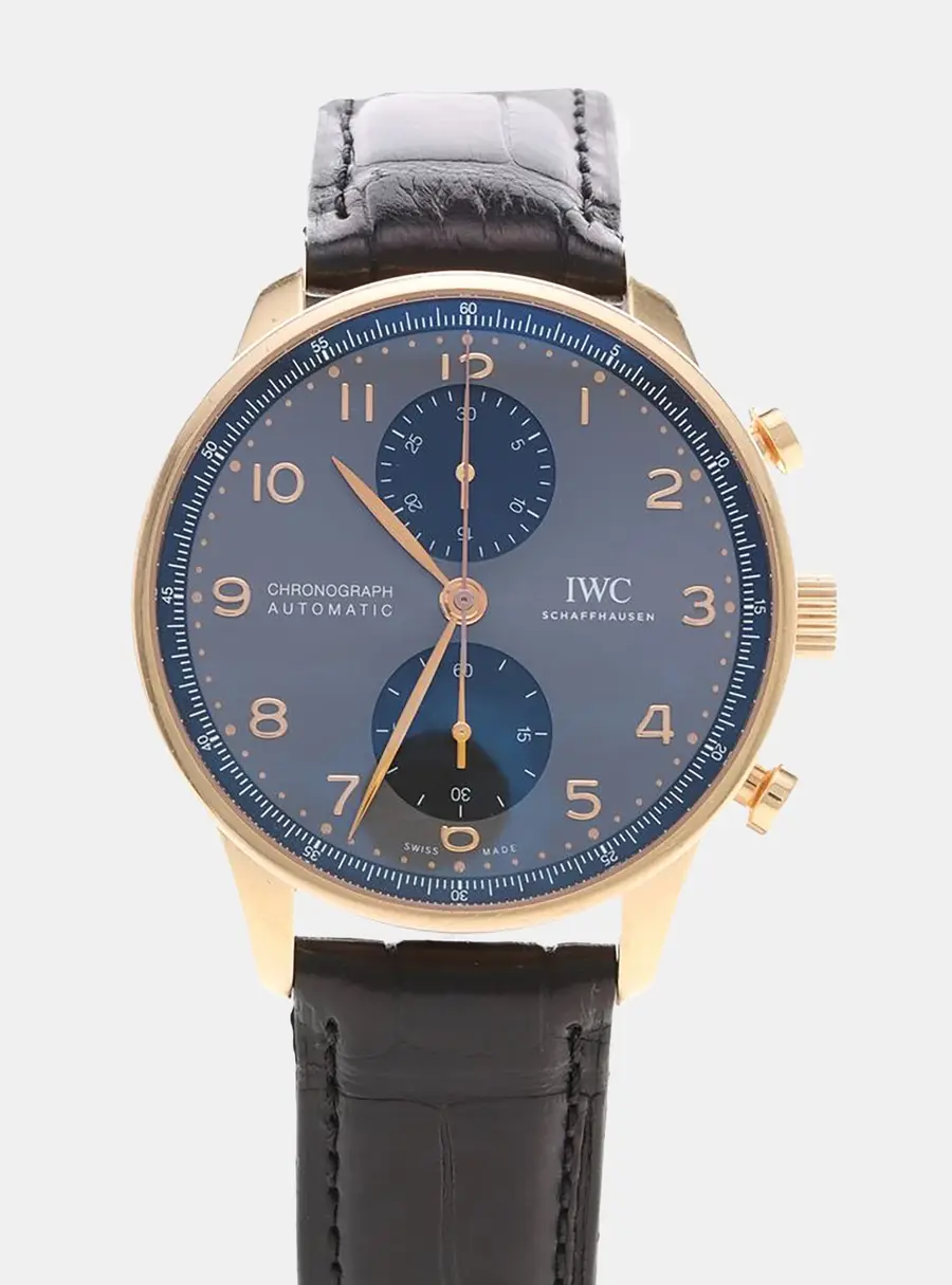 IWC Portugieser IW371610 Blue 18K Rose Gold Automatic Men's Wristwatch 41mm