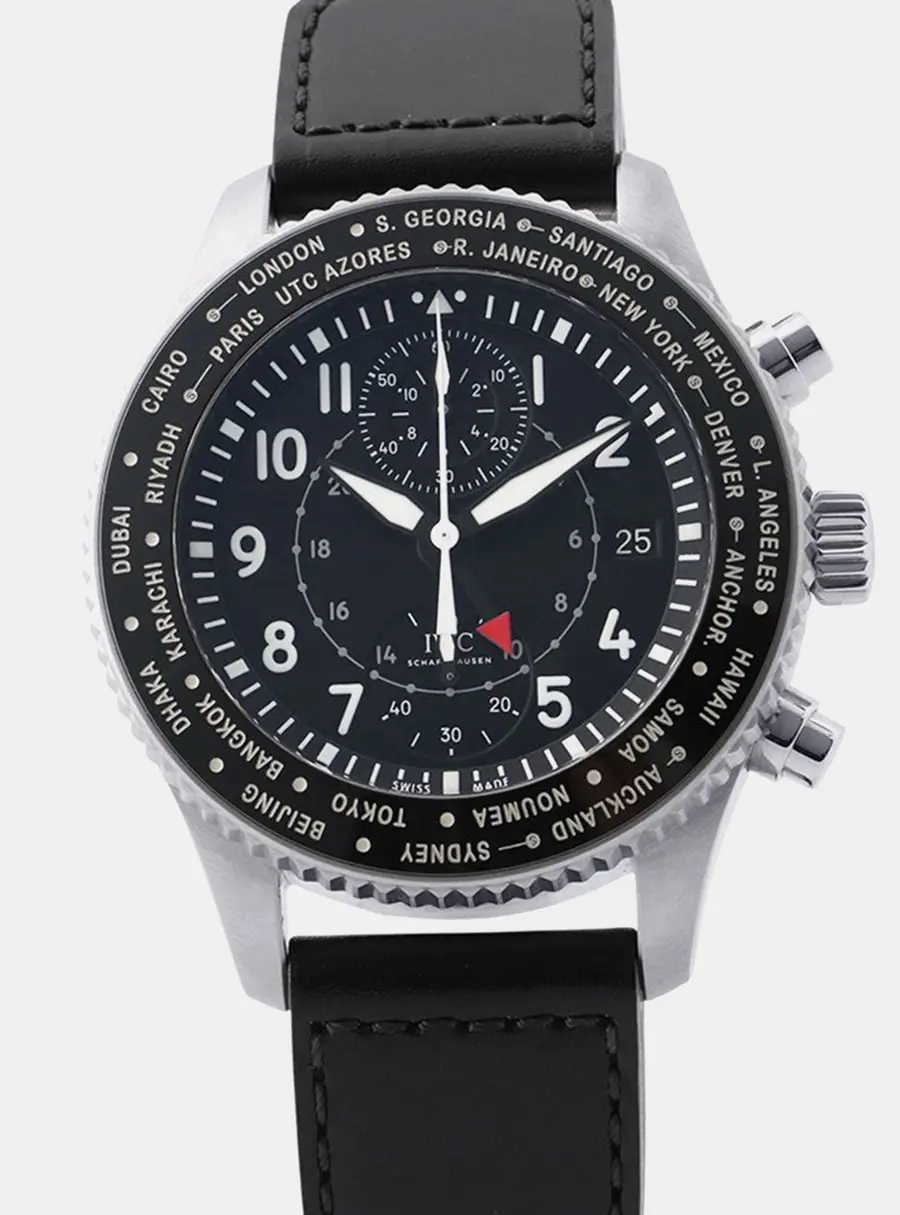 IWC Pilot Timezoner IW395001 Black Stainless Steel Automatic Men's Watch 46mm