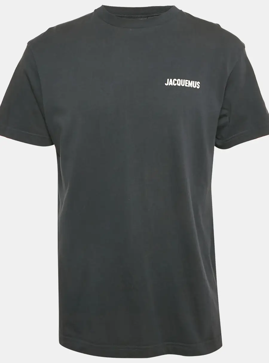 Jacquemus Navy Blue Logo Print Cotton Crew Neck T-Shirt L