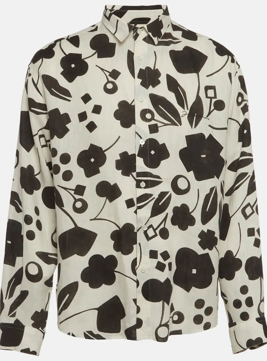 Jacquemus White/Black Linen The Simon Shirt XL