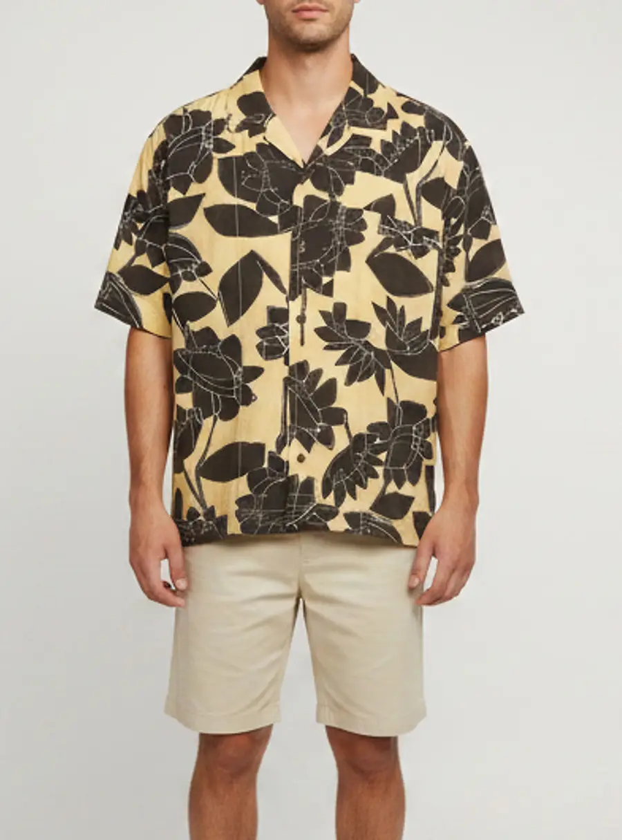 Jacquemus Yellow Flowers Print Linen Blend La Chemise Jean Shirt XL