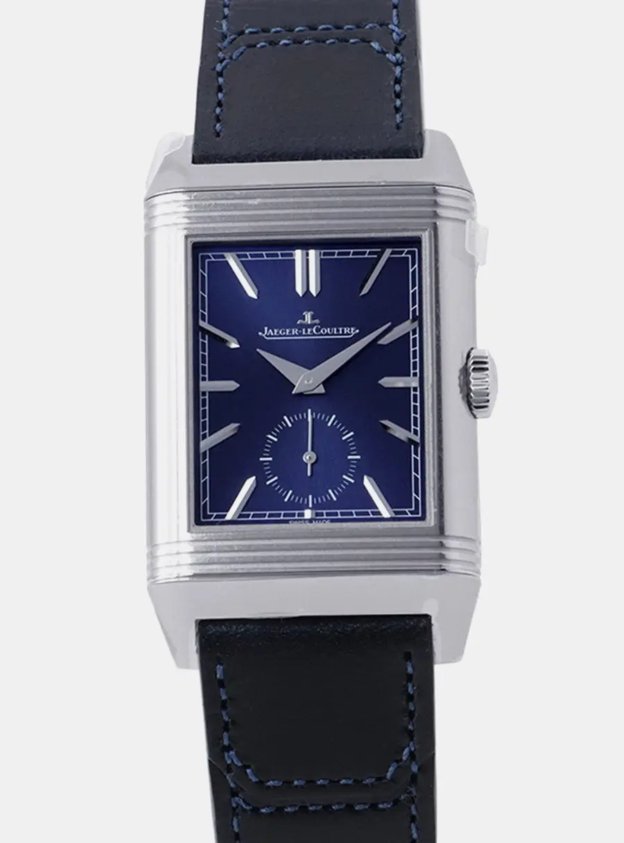 Jaeger LeCoultre Reverso Tribute Duo Blue/Silver Stainless Steel Hand Winding Men's Wristwatch 47mm×28.3mm