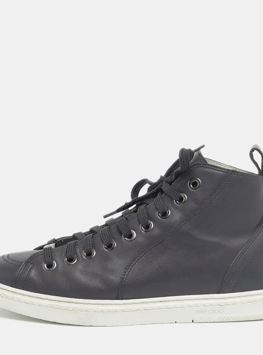 Jimmy Choo Grey Leather High Top Sneakers Size 40