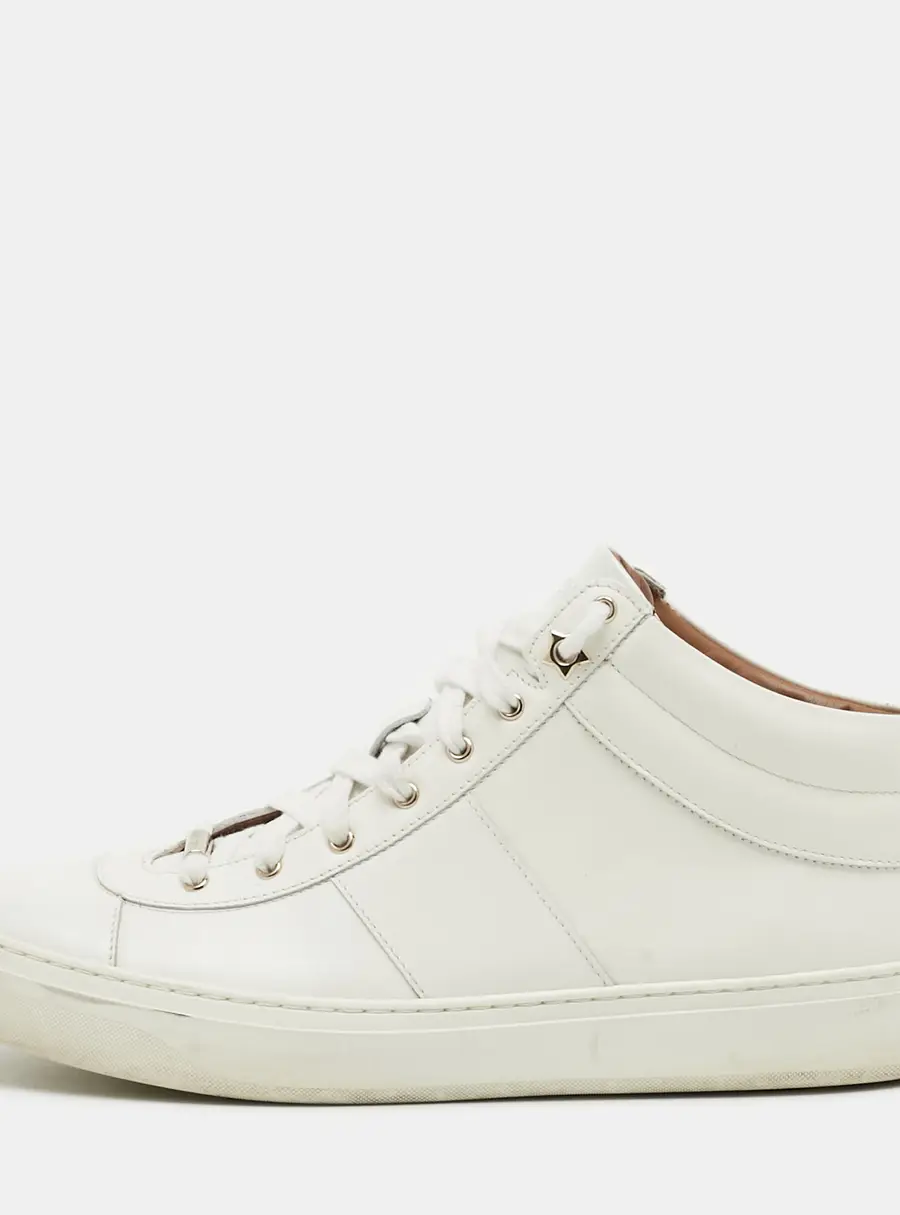 Jimmy Choo Size 41 White Leather Lace Up Sneakers