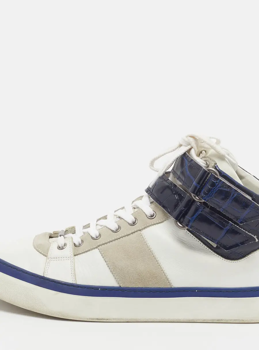 Jimmy Choo Belgravia Size 45 Multicolor Croc Embossed and Leather High Top Sneakers