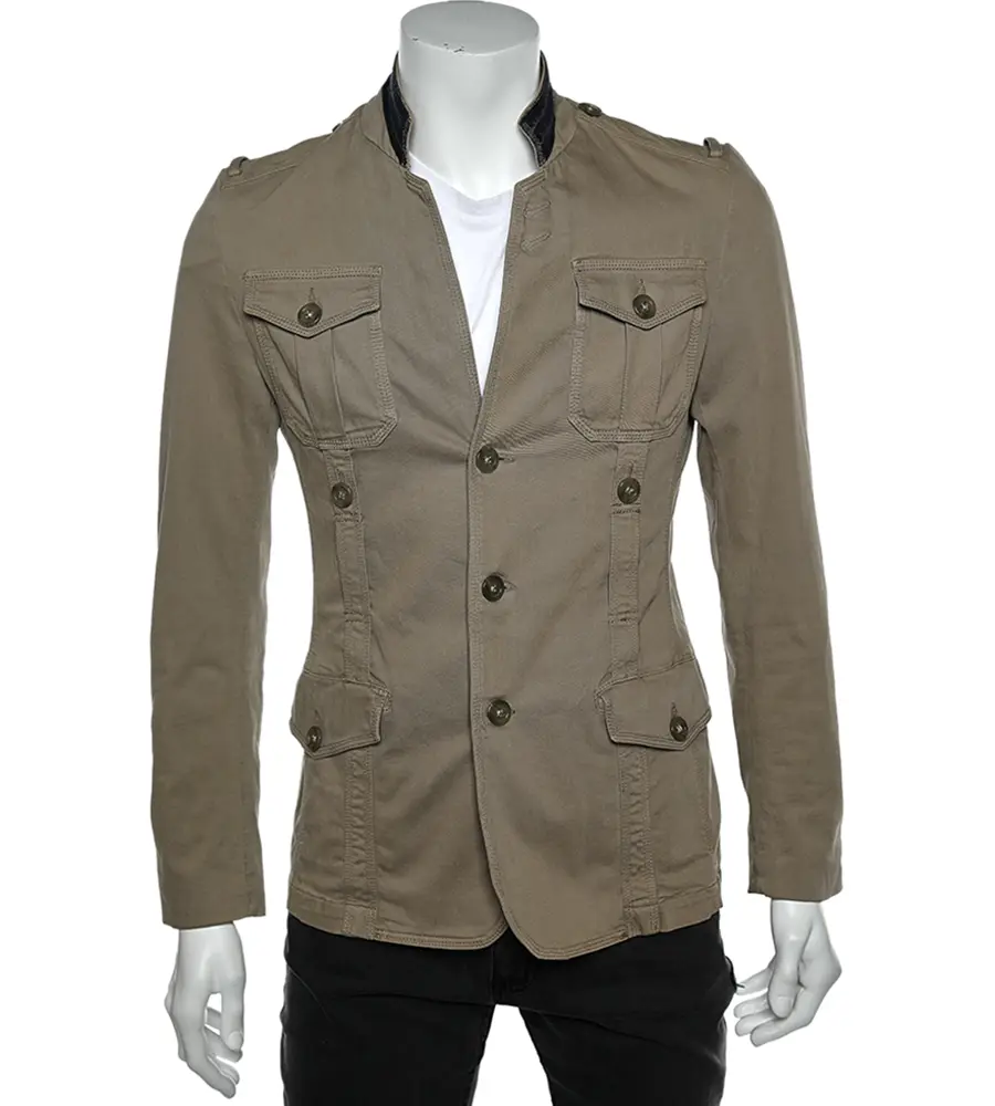 Just Cavalli Brown Cotton Cargo Pocket Button Front Jacket S