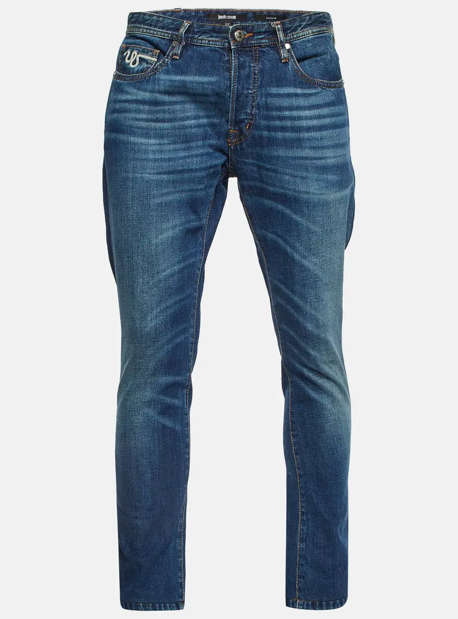 Just Cavalli Blue Denim Regular Fit Jeans M/Waist 36"