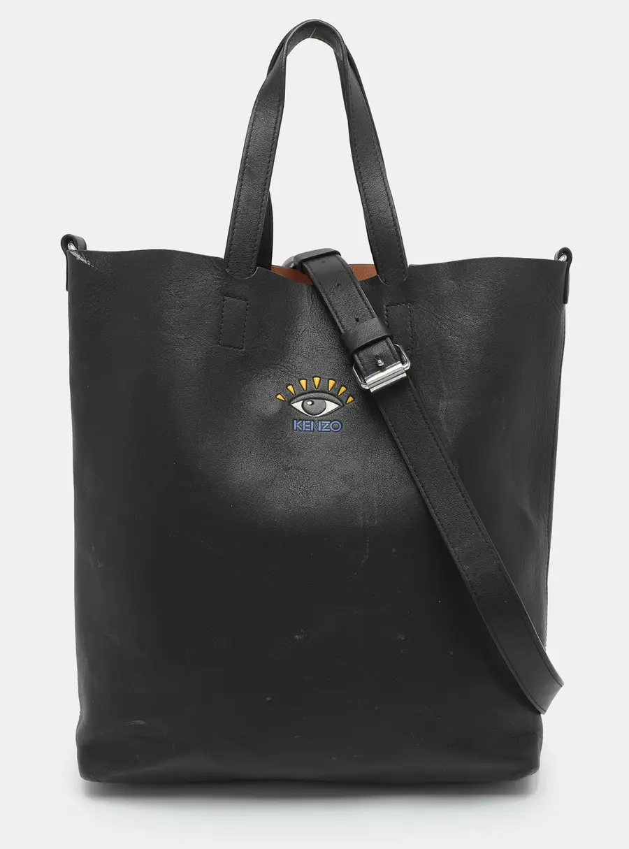 Kenzo Eye Black Leather Shopper Tote