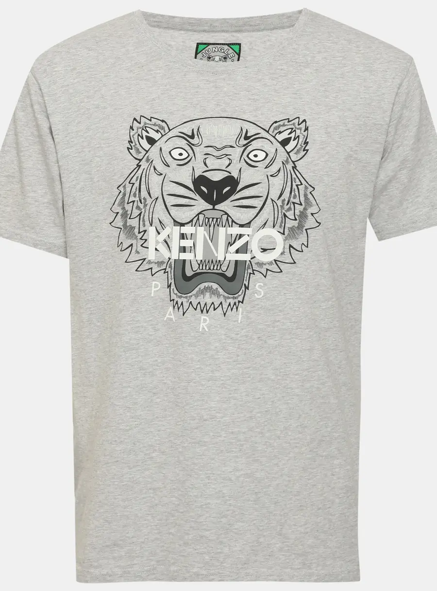 Kenzo Grey Jersey Tiger Print T-Shirt M