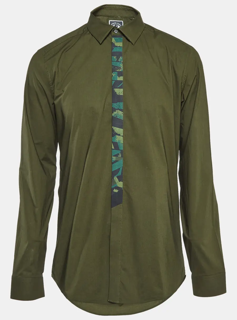 Kenzo Green Cotton Button Front Shirt XL