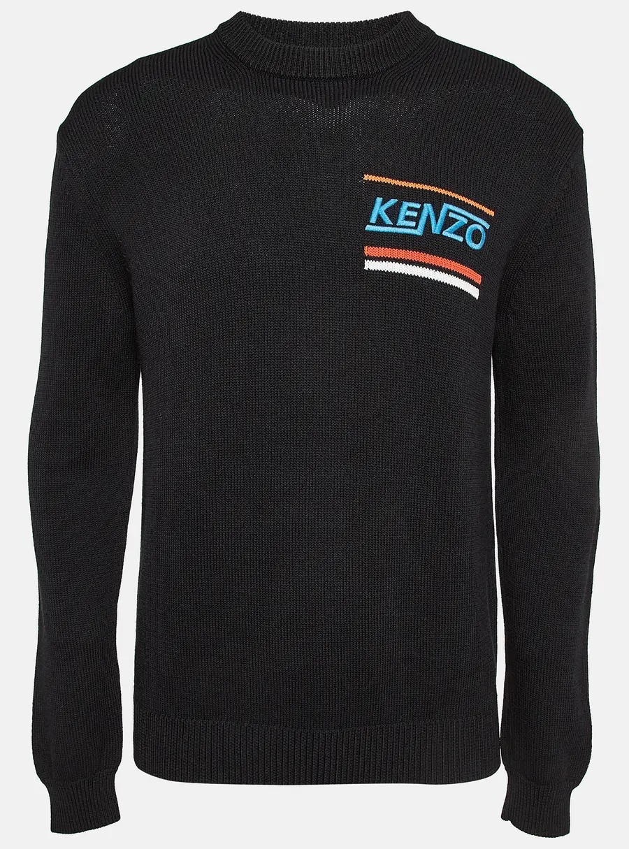 Kenzo Black Embroidered Rib Knit Jumper M