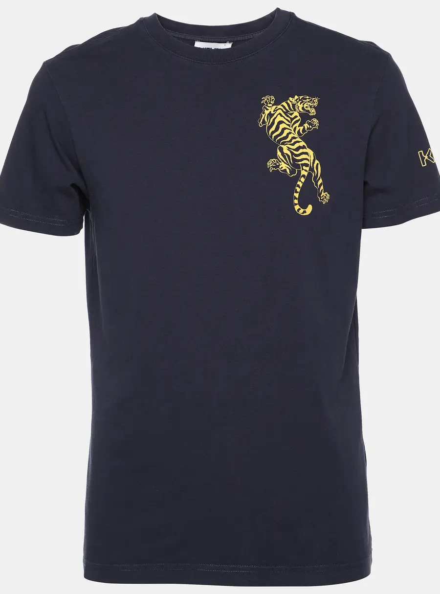 Kenzo Navy Blue Cotton Tiger Print T-Shirt S