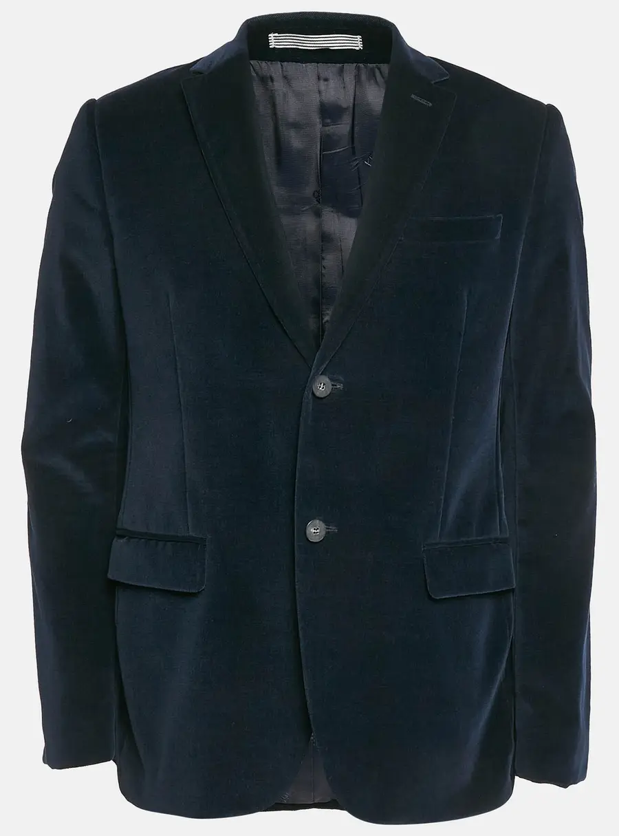 Kenzo Navy Blue Velvet Single Breasted Blazer L