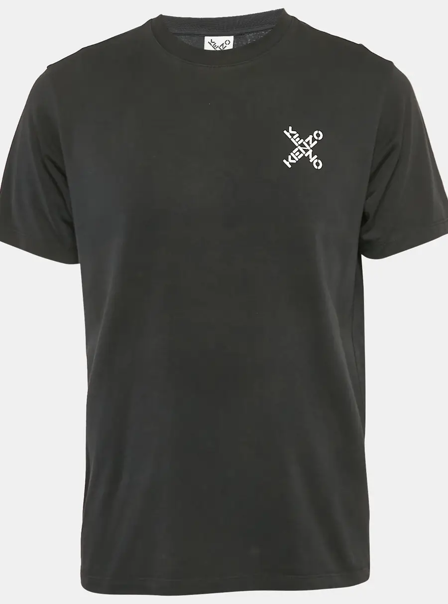 Kenzo Black Logo Print Cotton Crew Neck T-Shirt L