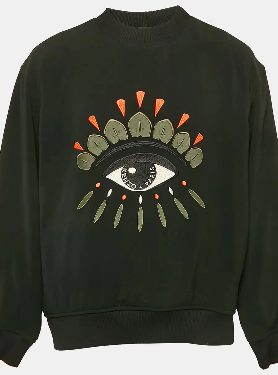 Kenzo Black Eye Embroidery Knit Crew Neck Sweatshirt L