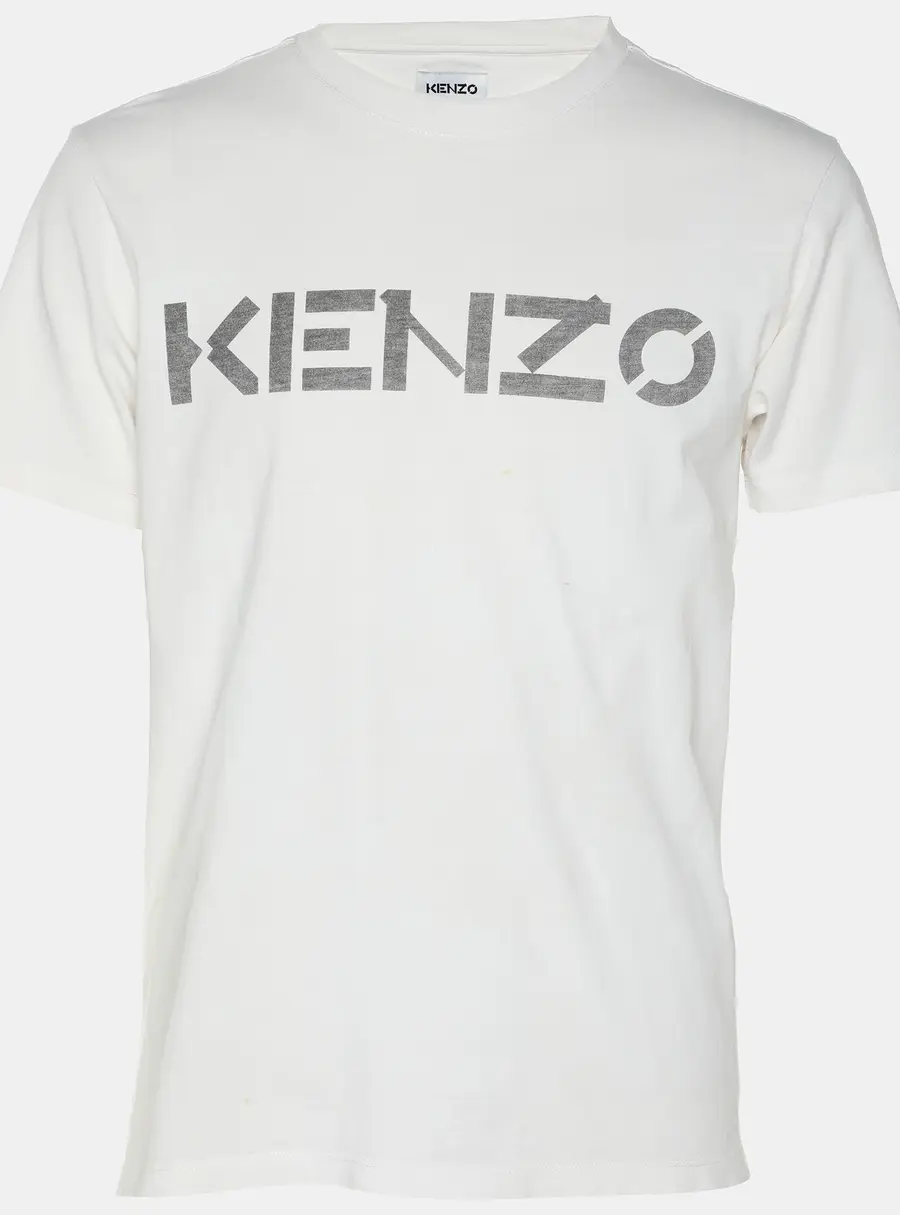 Kenzo White Cotton Logo Printed T-Shirt S
